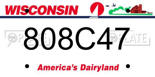 808C47 Wisconsin License Plate