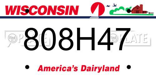 808H47 Wisconsin License Plate