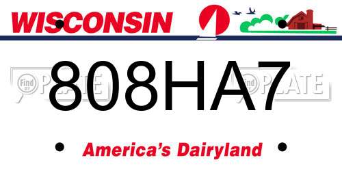808HA7 Wisconsin License Plate