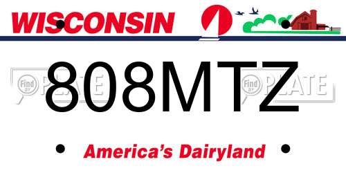 808MTZ Wisconsin License Plate