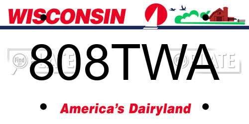 808TWA Wisconsin License Plate