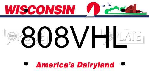 808VHL Wisconsin License Plate