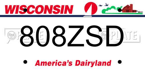 808ZSD Wisconsin License Plate