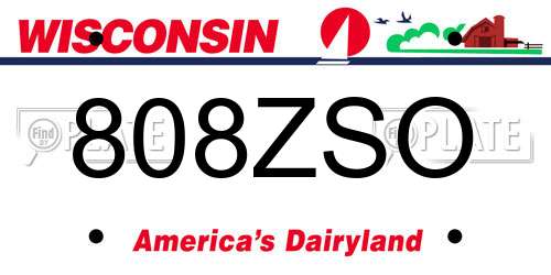 808ZSO Wisconsin License Plate