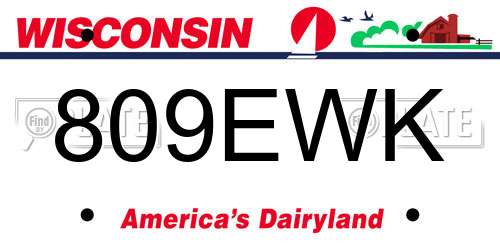 809EWK Wisconsin License Plate