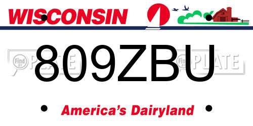 809ZBU Wisconsin License Plate