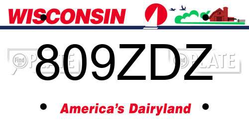 809ZDZ Wisconsin License Plate