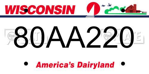80AA220 Wisconsin License Plate