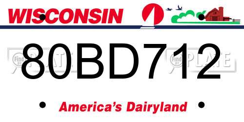 80BD712 Wisconsin License Plate