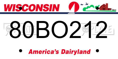80BO212 Wisconsin License Plate