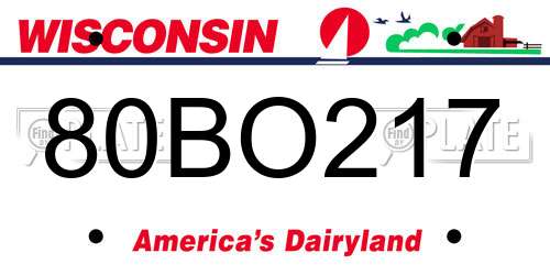 80BO217 Wisconsin License Plate