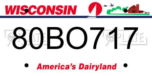 80BO717 Wisconsin License Plate