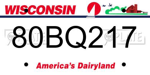 80BQ217 Wisconsin License Plate