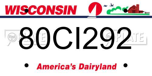 80CI292 Wisconsin License Plate