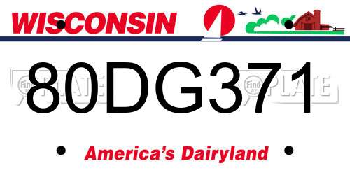 80DG371 Wisconsin License Plate