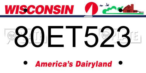 80ET523 Wisconsin License Plate