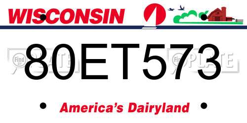 80ET573 Wisconsin License Plate