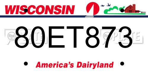 80ET873 Wisconsin License Plate