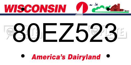 80EZ523 Wisconsin License Plate