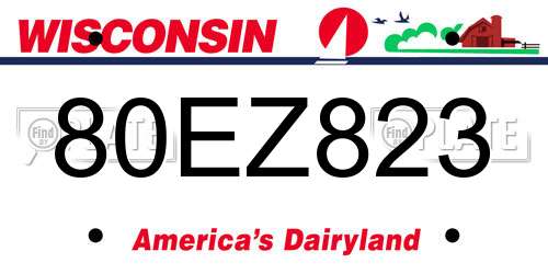 80EZ823 Wisconsin License Plate