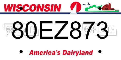 80EZ873 Wisconsin License Plate