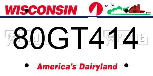 80GT414 Wisconsin License Plate