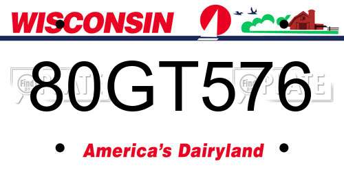 80GT576 Wisconsin License Plate