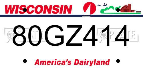 80GZ414 Wisconsin License Plate