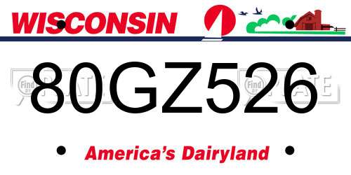 80GZ526 Wisconsin License Plate