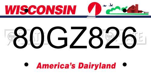 80GZ826 Wisconsin License Plate