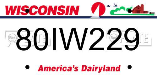 80IW229 Wisconsin License Plate