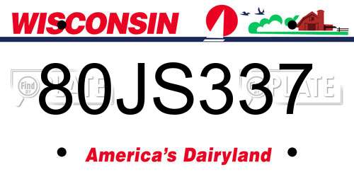 80JS337 Wisconsin License Plate