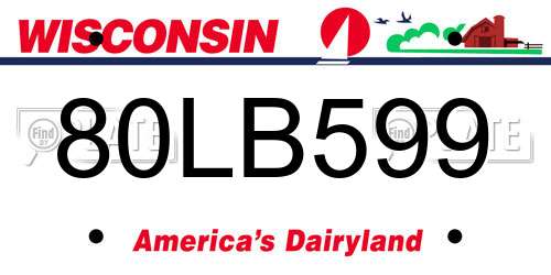 80LB599 Wisconsin License Plate