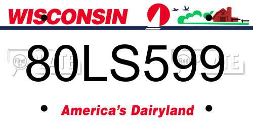 80LS599 Wisconsin License Plate
