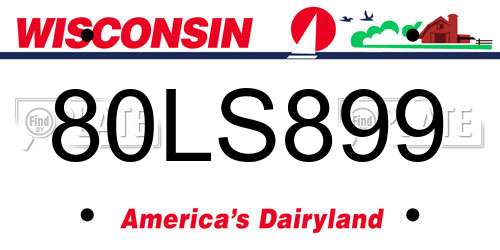 80LS899 Wisconsin License Plate