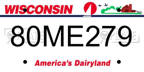 80ME279 Wisconsin License Plate
