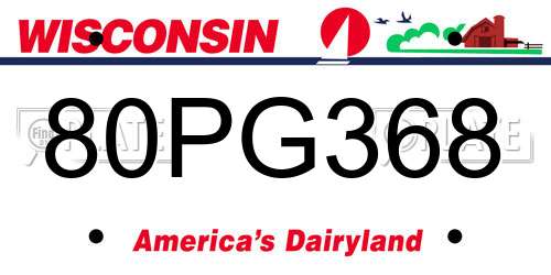 80PG368 Wisconsin License Plate