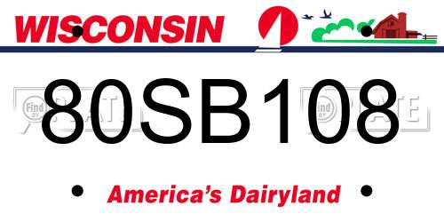 80SB108 Wisconsin License Plate