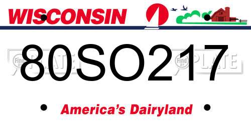 80SO217 Wisconsin License Plate