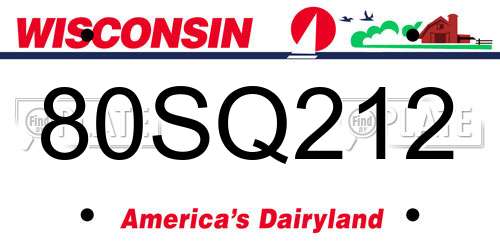 80SQ212 Wisconsin License Plate