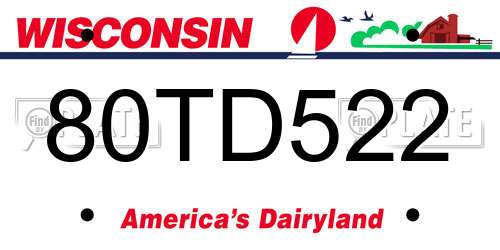 80TD522 Wisconsin License Plate