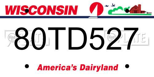 80TD527 Wisconsin License Plate