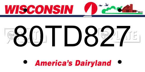 80TD827 Wisconsin License Plate