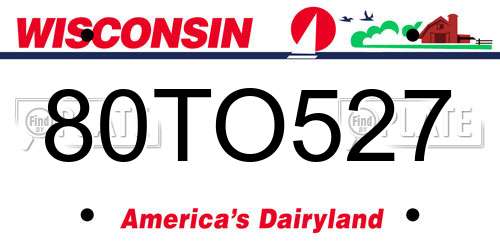 80TO527 Wisconsin License Plate