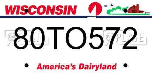 80TO572 Wisconsin License Plate
