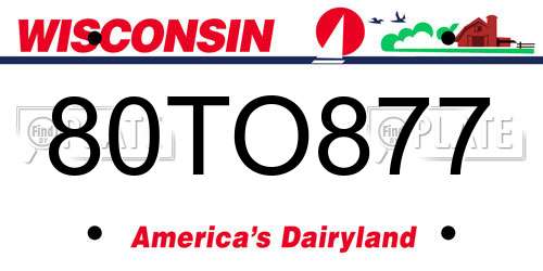 80TO877 Wisconsin License Plate