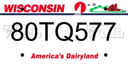 80TQ577 Wisconsin License Plate
