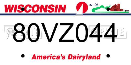 80VZ044 Wisconsin License Plate