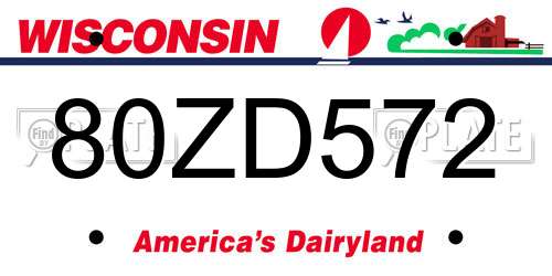 80ZD572 Wisconsin License Plate