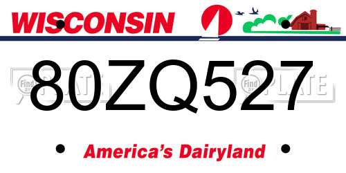 80ZQ527 Wisconsin License Plate